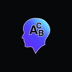 Bald Head With Alphabet Letters ABC blue gradient vector icon
