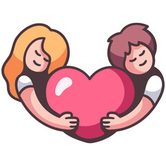 love couple hugging heart icon