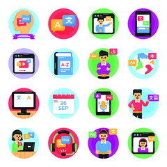 Pack of Languages Flat Rounded Icons 

