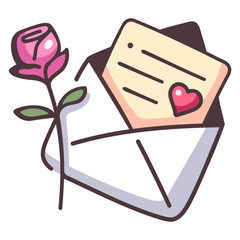 open love mail and rose flower icon