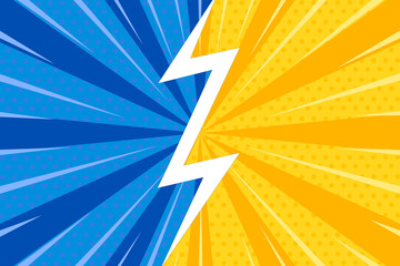 comic style background.fighting cartoon background.blue and yellow