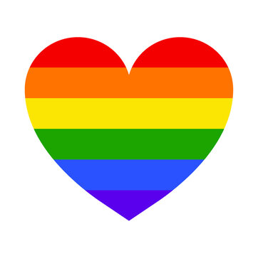 LGBT rainbow heart. Pride heart vector isolated on white background. Rainbow heart icon.