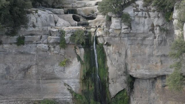 Waterfall Salto de Sallent in the mountain near village Ripit i Pruit. Highest waterfall in Catalonia (115m)