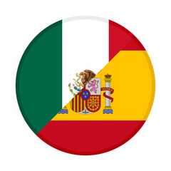 Obraz premium round icon with mexico and spain flags isolated on white background 