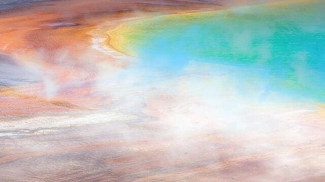 Mist rising from the Grand Prismatic Spring Yellowstone 