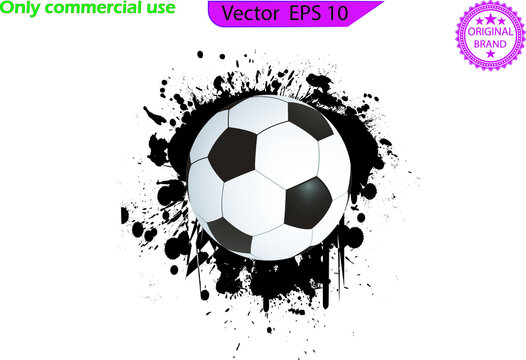 Abstract grunge soccer background design.  Soccer ball dripping paint. Grunge soccer background