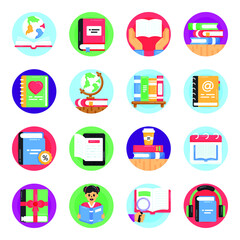 Set of World Book Day Flat Icons
