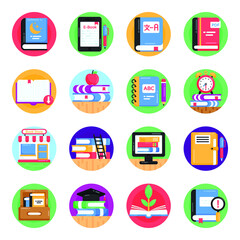 Set of Education and Knowledge Flat Icons

