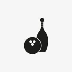 Bowling icon, ball and pins. Sports and recreation concept.