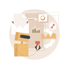 Marketing automation system abstract concept vector illustration. Open source automation, crm system, marketing software, automated advertise message, online platform dashboard abstract metaphor.