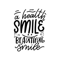 Smile hand drawn lettering quote. Typography design poster. Possitive lifestyle slogan for banner or card. Vector illustration