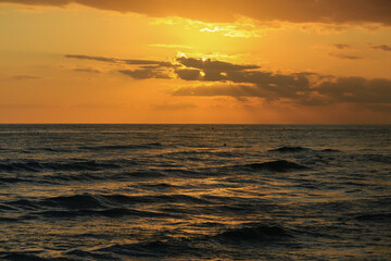 The sunset on Ionian sea, Puglia, Italy.
