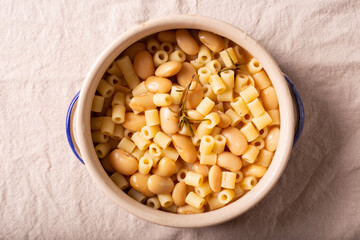 Pasta and beans, a typical dish of Italian cuisine