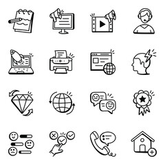 Doodle Icons of Social Media Marketing 


