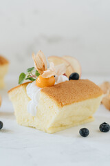 Biscuit with whipped cream and berries