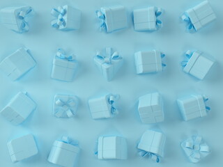 Fototapeta na wymiar 3d blue gift box scene with ribbon. 3d rendering illustration.