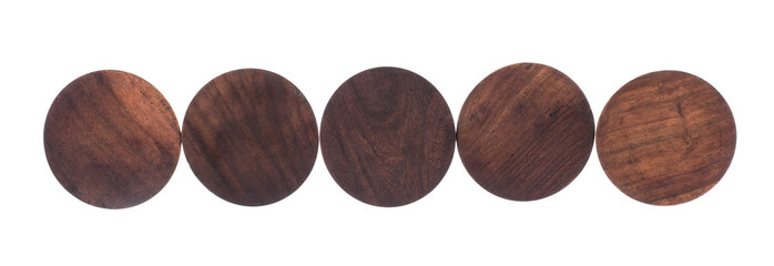 set of wooden pizza boards isolated on white background