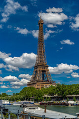 The Eiffel Tower is a wrought-iron lattice tower on the Champ de Mars in Paris.