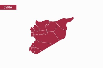 Syria red map detailed vector.