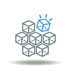 3D cube flowchart vector illustration. Interoperability symbol.