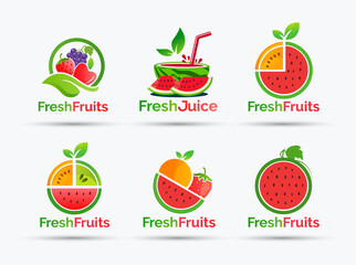 Fresh Juice vector logo design bundle
