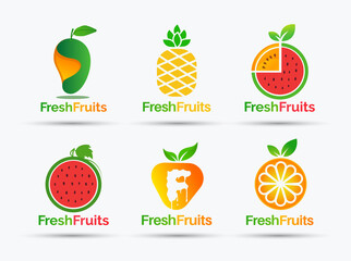 Fresh Fruits vector logo design bundle