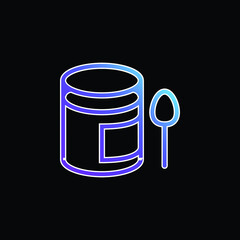 Baby Puree Pot And A Spoon blue gradient vector icon
