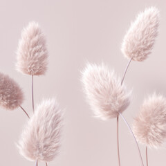 Fototapeta Floral fluffy boho pastel beige color background, beautiful botanic calm inspiration 3d rendering obraz