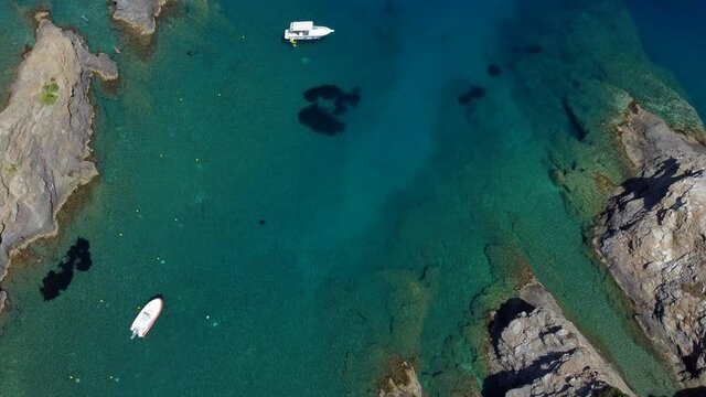 Evita beach Crete Greece top or aerial video footage from drone
