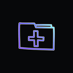 Add Folder Hand Drawn Interface Symbol blue gradient vector icon