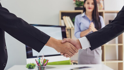 Fototapeta premium Team business successful people shaking hands after the meeting.