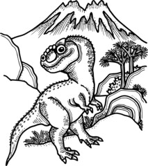 hand drawn illustration of a dinosaur lizard  © Gorradesign