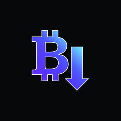 Bitcoin Down Arrow blue gradient vector icon