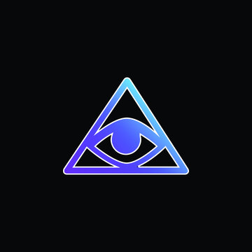 Bills Symbol Of An Eye Inside A Triangle Or Pyramid blue gradient vector icon