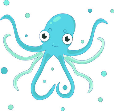 vector illustration of octopus in water bubbles