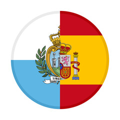 Obraz premium round icon with san marino and spain flags isolated on white background 