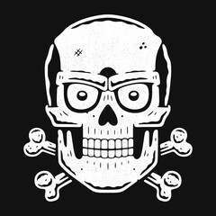 Funny skull. Modern logo retro skull dude.