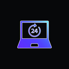 24 Hours On Laptop Screen blue gradient vector icon