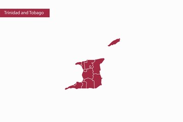 Trinidad and Tabago red map detailed vector.