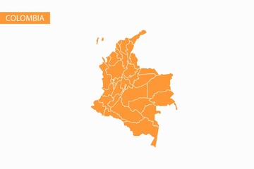 Colombia orange map detailed vector.