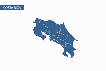 Costa Rica blue map detailed vector.