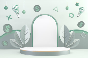 Business 3D ,minimalist, mockup business abstract colorful cartoon. 3d rendering