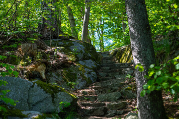 Fototapeta premium Norwegian hiking trails marked by beautiful stones and trails