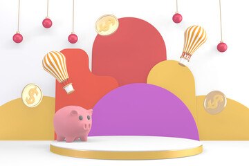 Fototapeta premium Business 3D ,minimalist, mockup business abstract colorful cartoon. 3d rendering