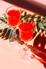 strawberry lemonade on a colored background 