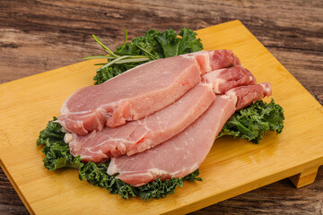 Raw pork steak for cooking