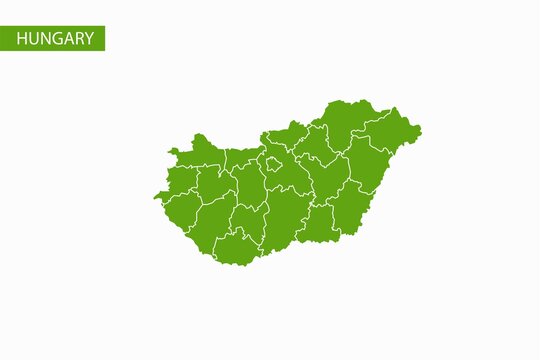 Hangary green map detailed vector.