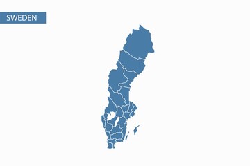 Sweden blue map detailed vector.