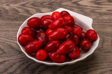 Sweet and ripe cornel berries