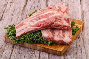 Raw pork ribs for cooking